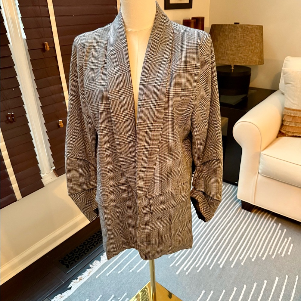 Shinestar Women's Black and White Plaid Blazer